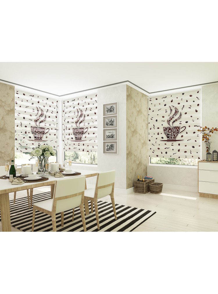 ZEBRA PERDE KAHVERENGİ CAFE MODELİ